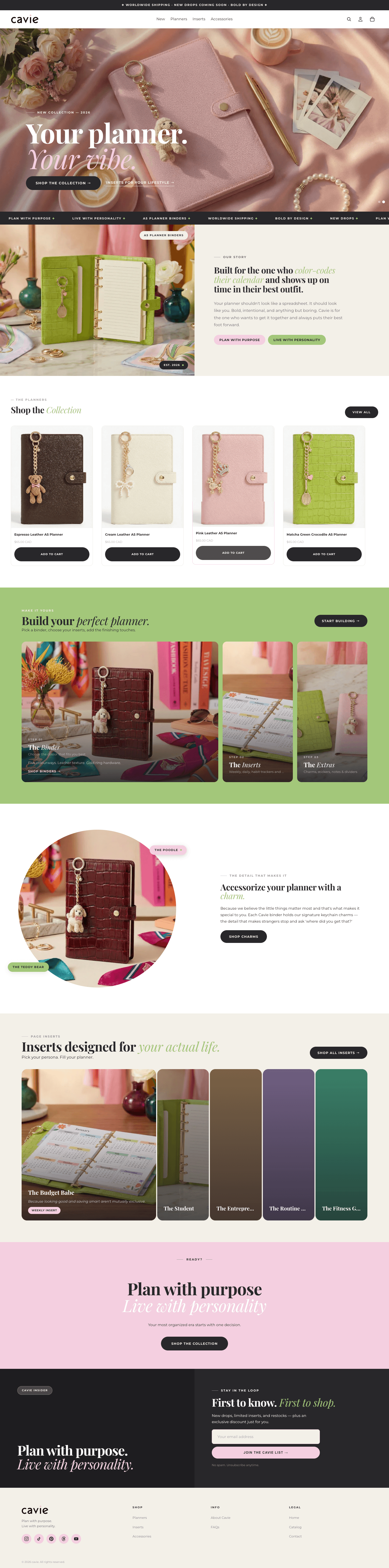 Cavie — Lifestyle Brand website screenshot